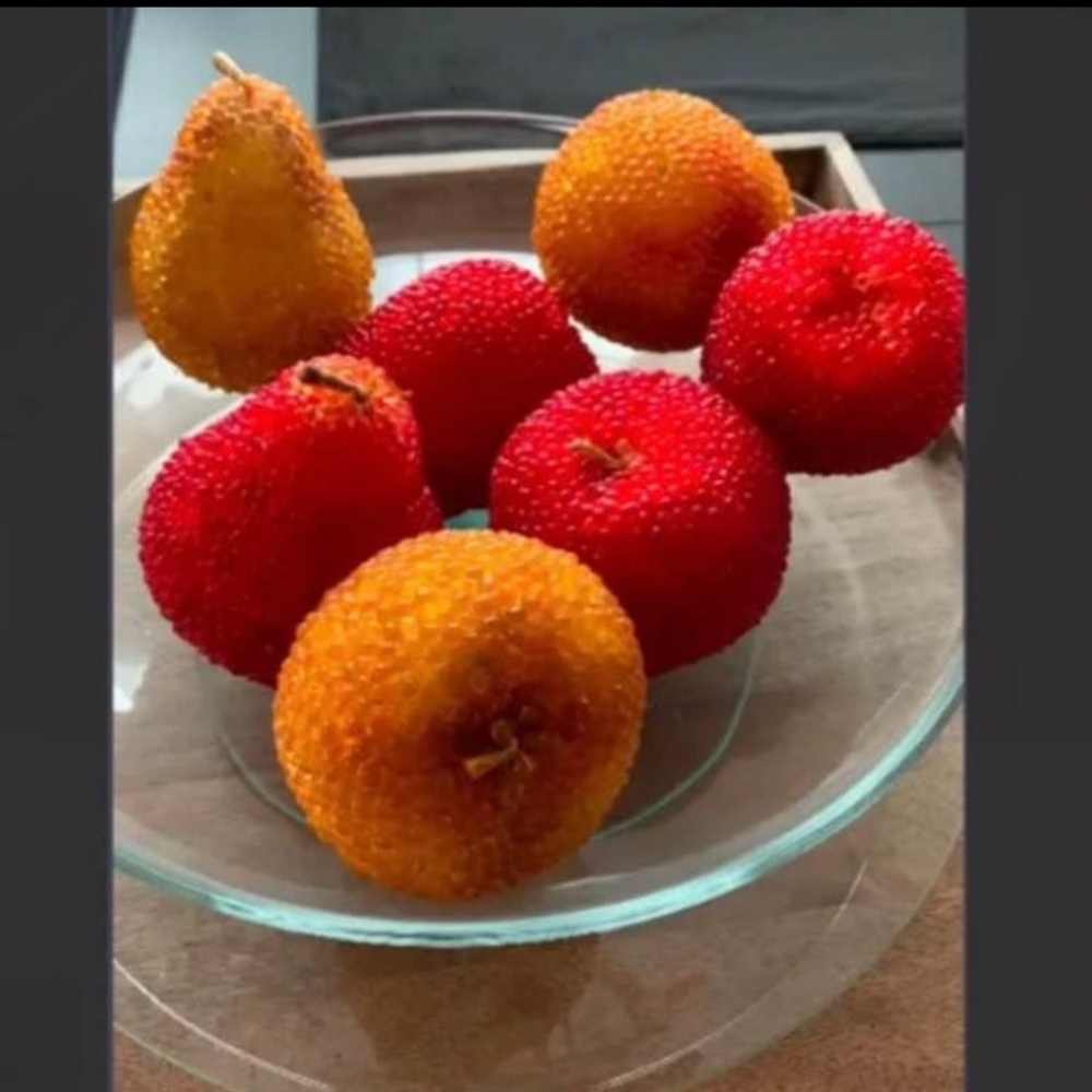 Beaded faux fruit table decorations
